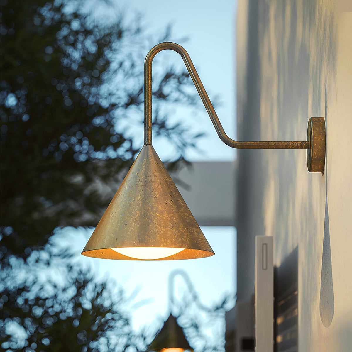 Cone Wall Lamp – Geometric Metal & Gold Leaf LED Cone Sconce