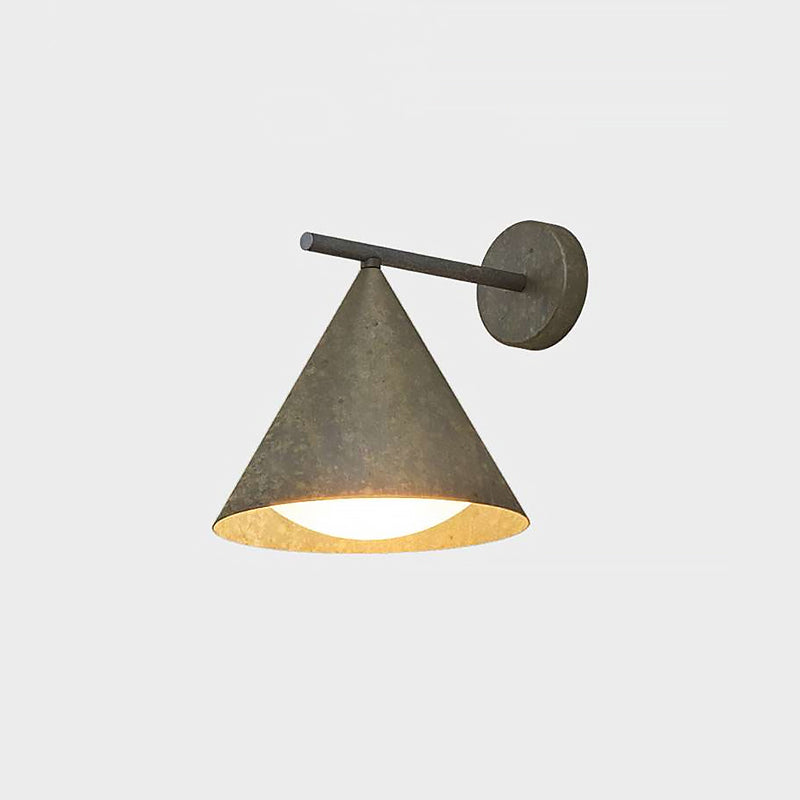Cone Wall Lamp – Geometric Metal & Gold Leaf LED Cone Sconce