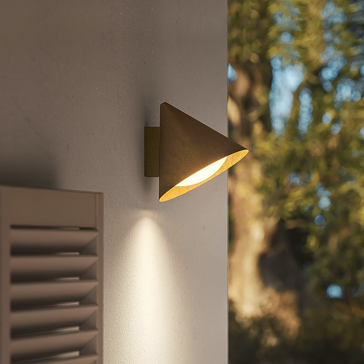 Cone Wall Lamp – Geometric Metal & Gold Leaf LED Cone Sconce