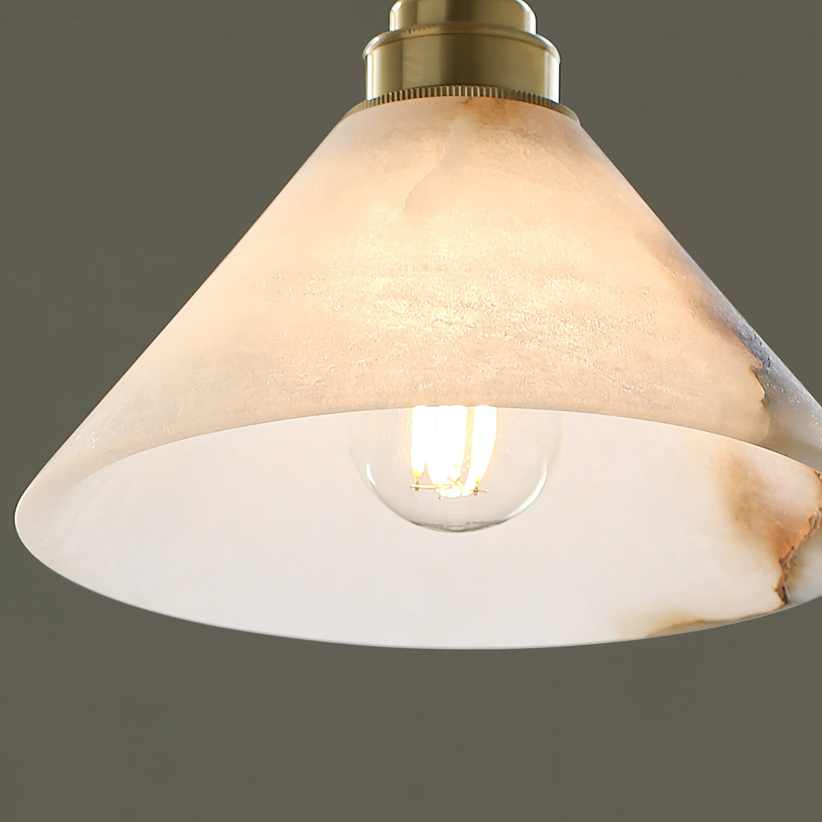 Conical Brass Alabaster Pendant Lamp – Matte Alabaster & Brass Cone Pendant