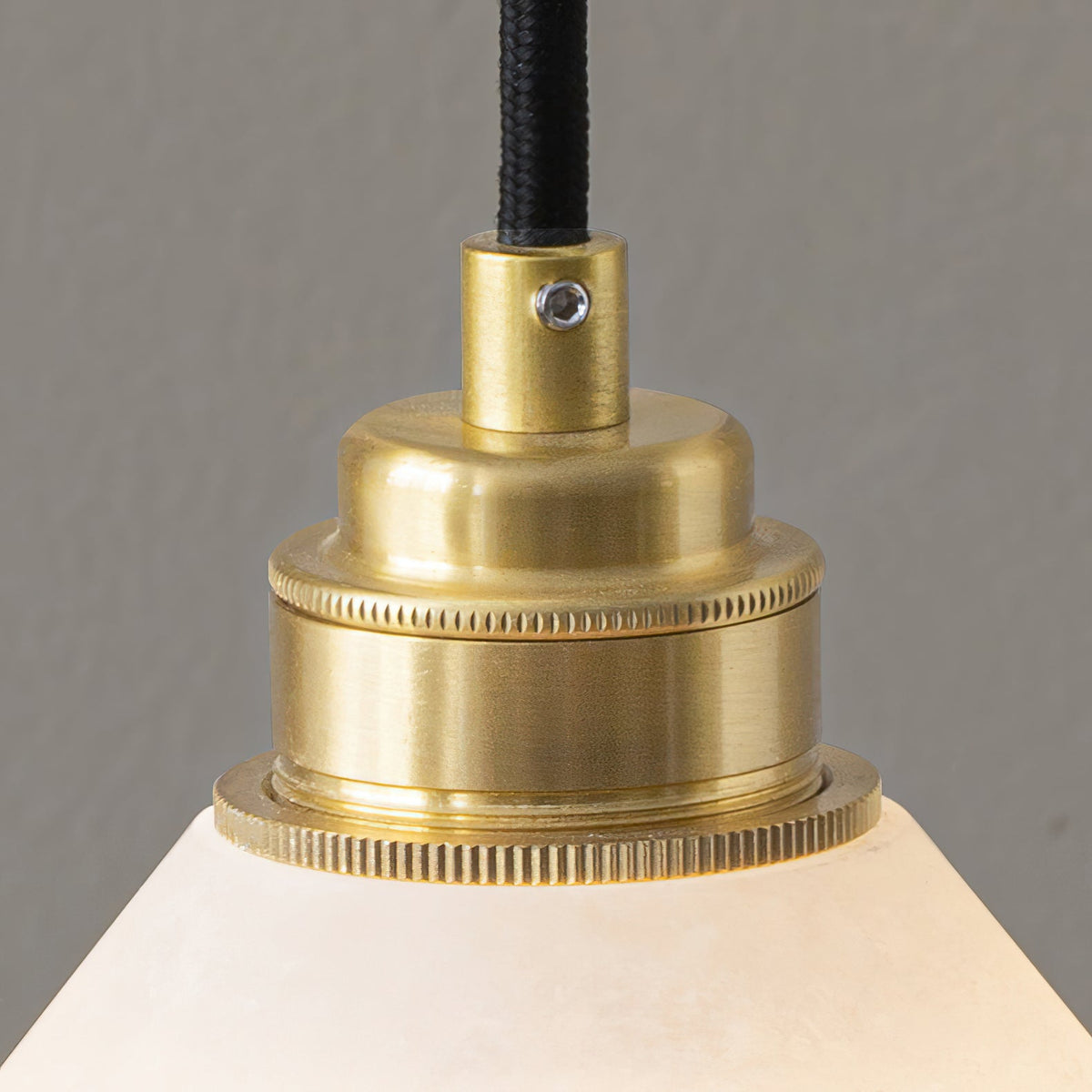 Conical Brass Alabaster Pendant Lamp – Matte Alabaster & Brass Cone Pendant