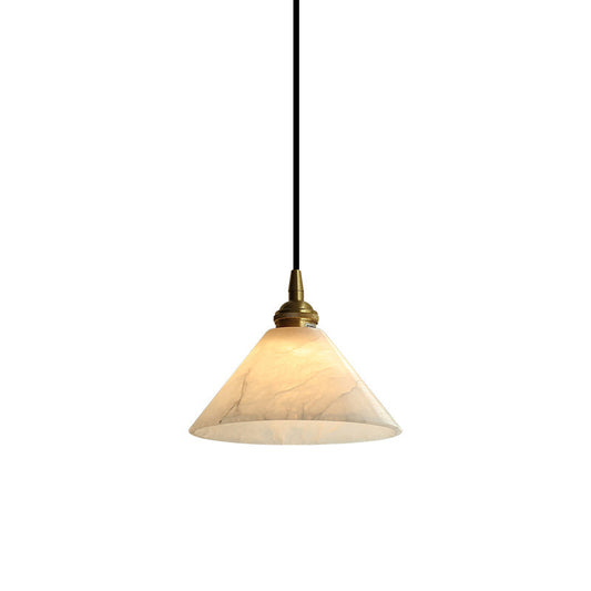Conical Brass Alabaster Pendant Lamp – Matte Alabaster & Brass Cone Pendant