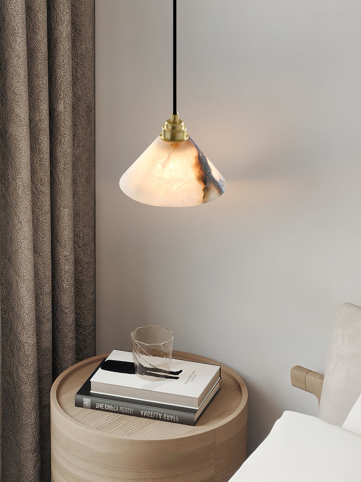 Conical Brass Alabaster Pendant Lamp – Matte Alabaster & Brass Cone Pendant