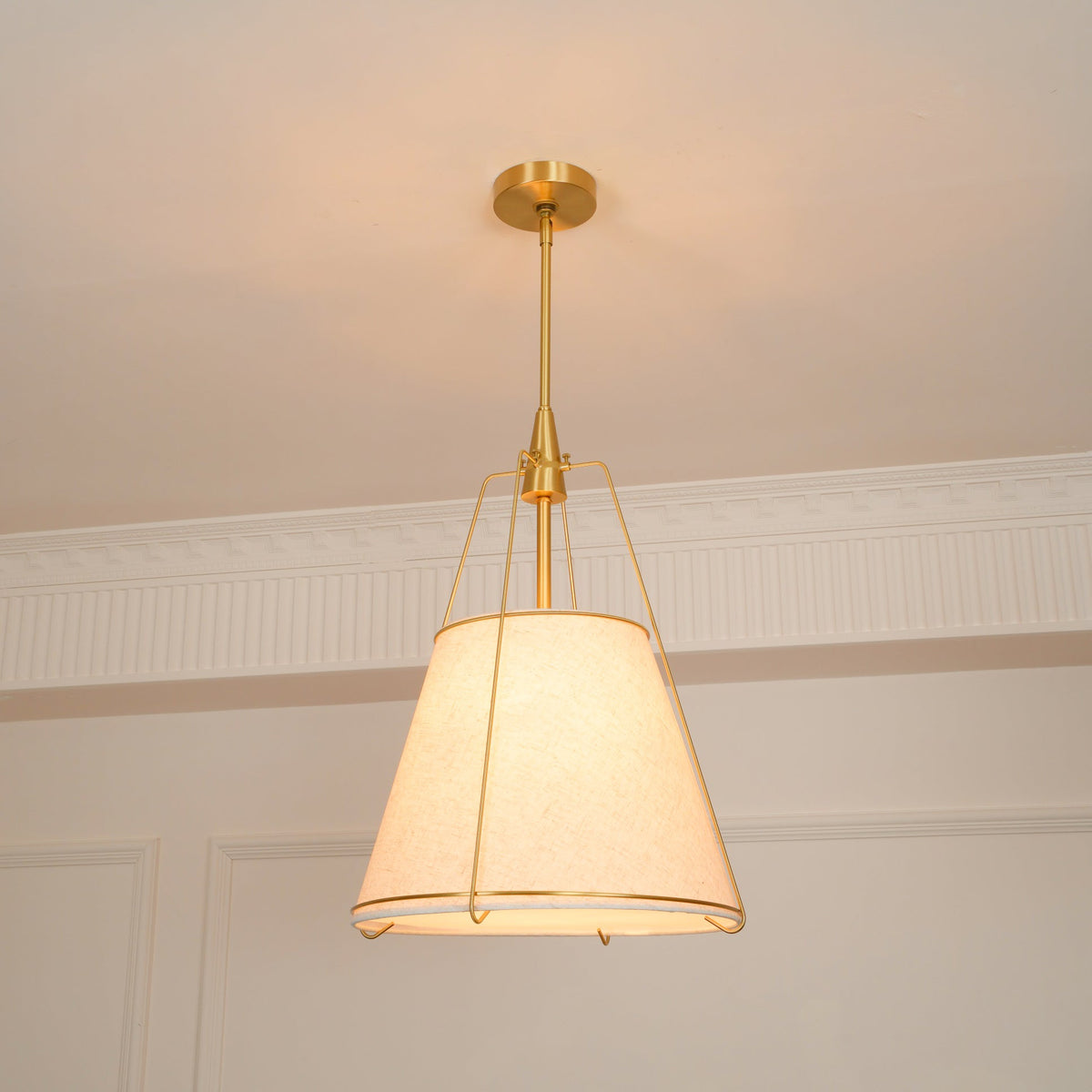 Regalia Drum Pendant Lamp - Modern Fabric & Brass Drum Light