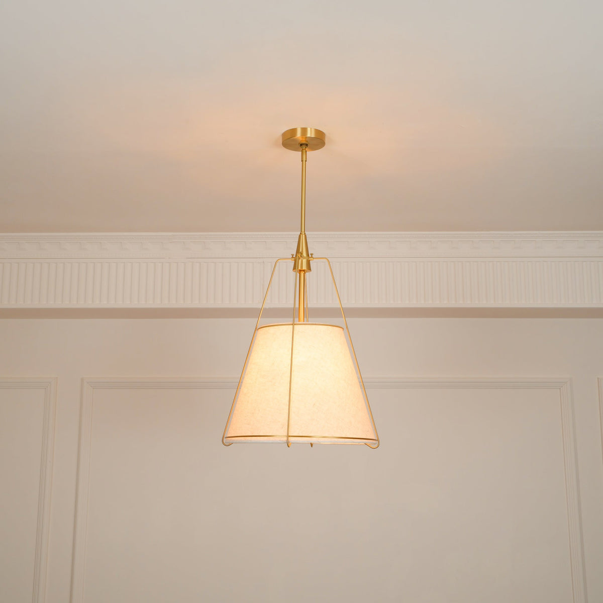 Regalia Drum Pendant Lamp - Modern Fabric & Brass Drum Light
