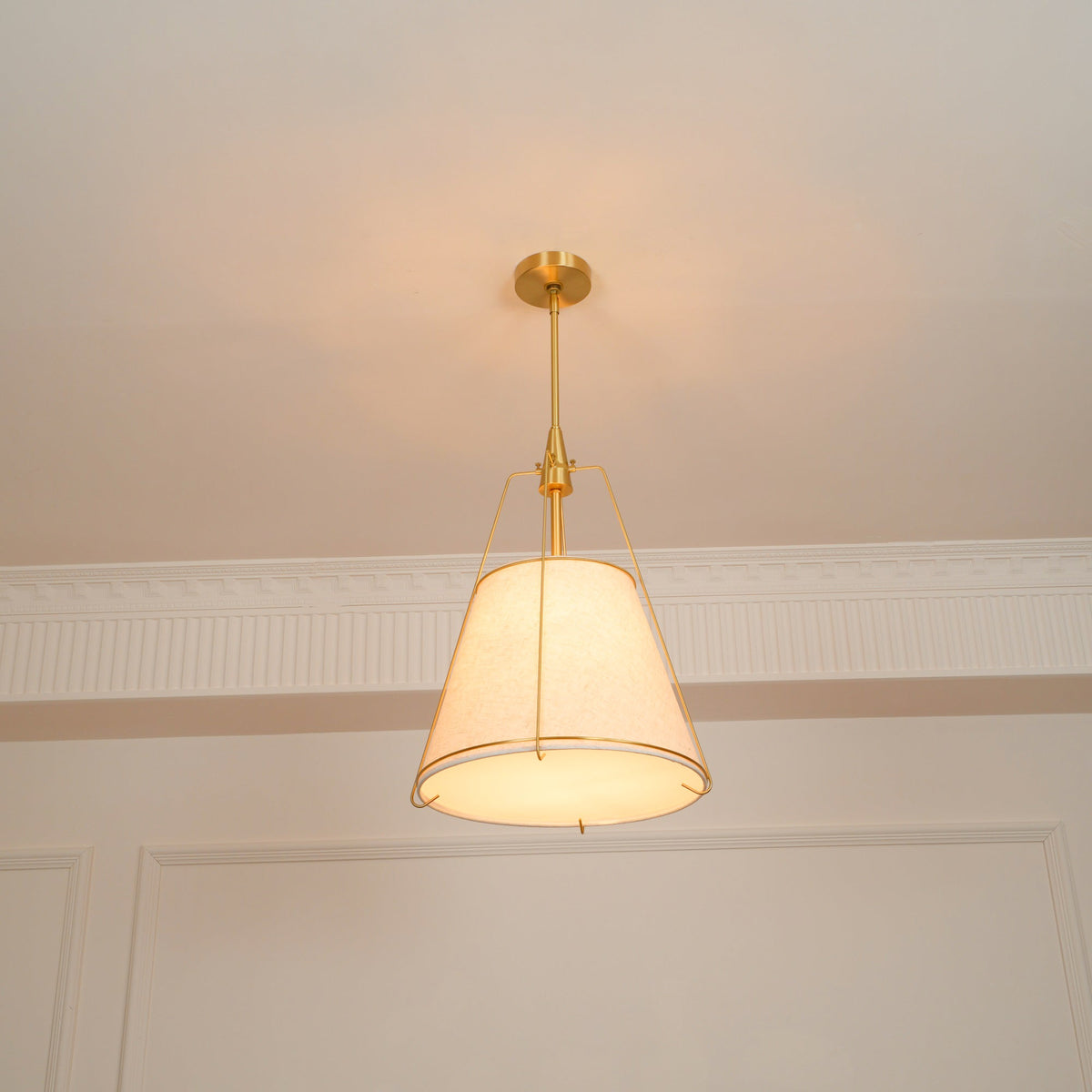 Regalia Drum Pendant Lamp - Modern Fabric & Brass Drum Light