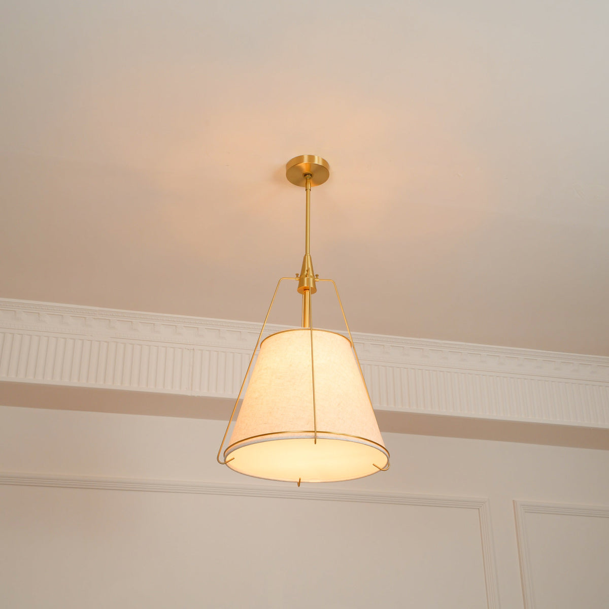 Regalia Drum Pendant Lamp - Modern Fabric & Brass Drum Light