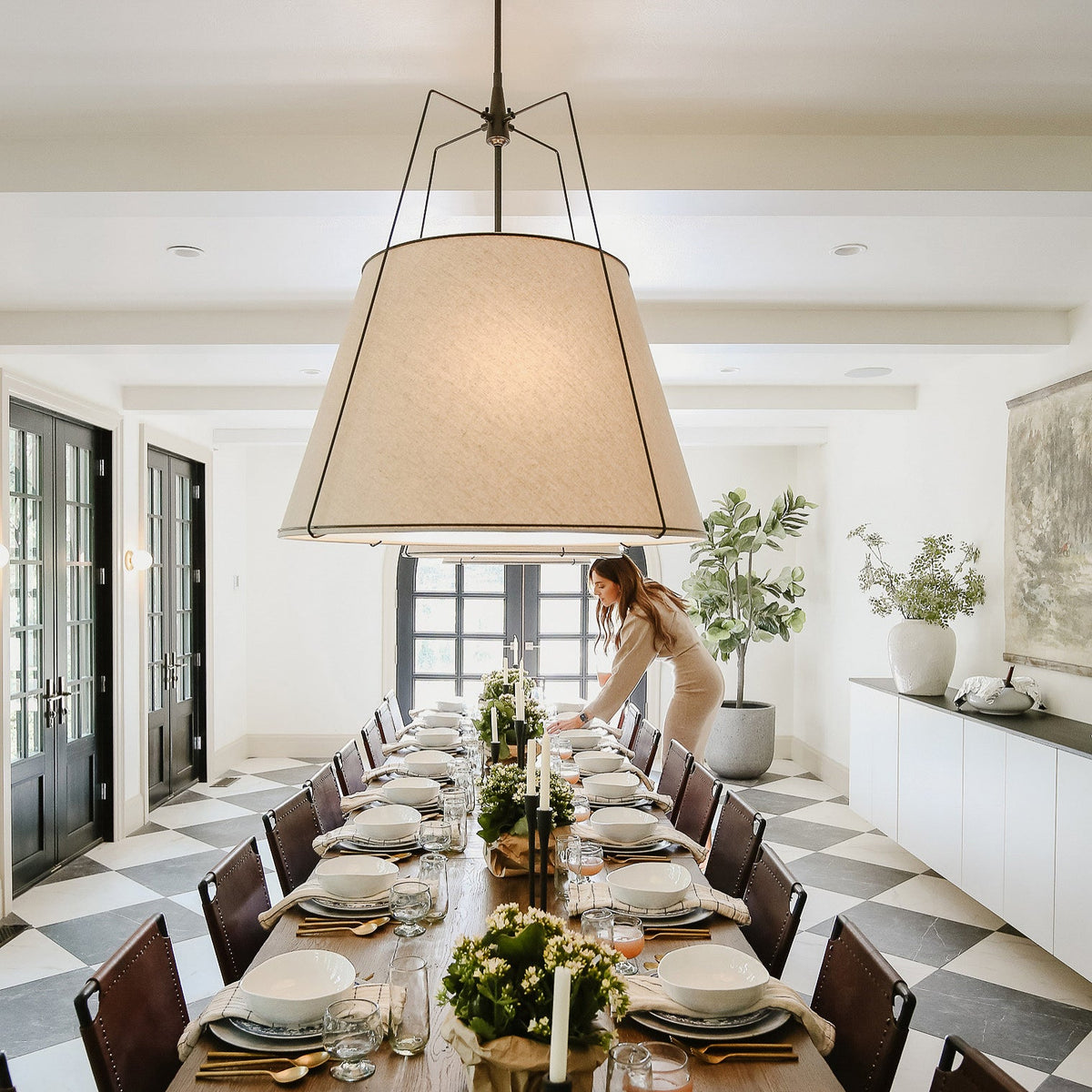 Regalia Drum Pendant Lamp - Modern Fabric & Brass Drum Light