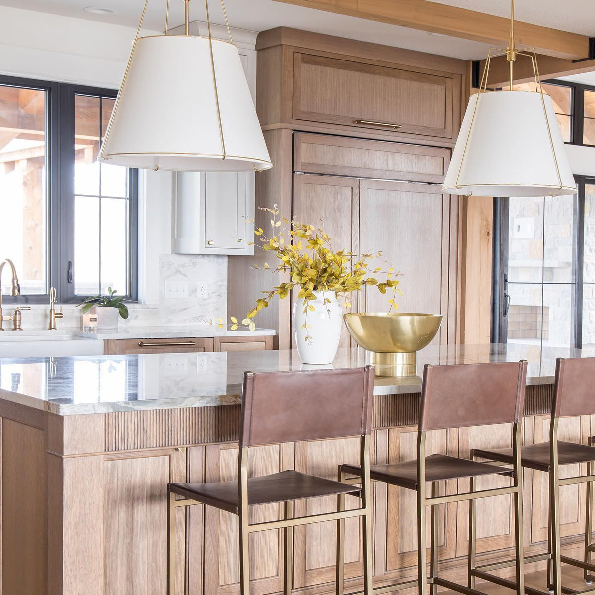 Regalia Drum Pendant Lamp - Modern Fabric & Brass Drum Light