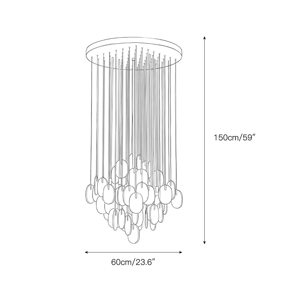 Allure Alabaster Chandelier – Cascade Stainless Steel & Natural Stone Statement Chandelier