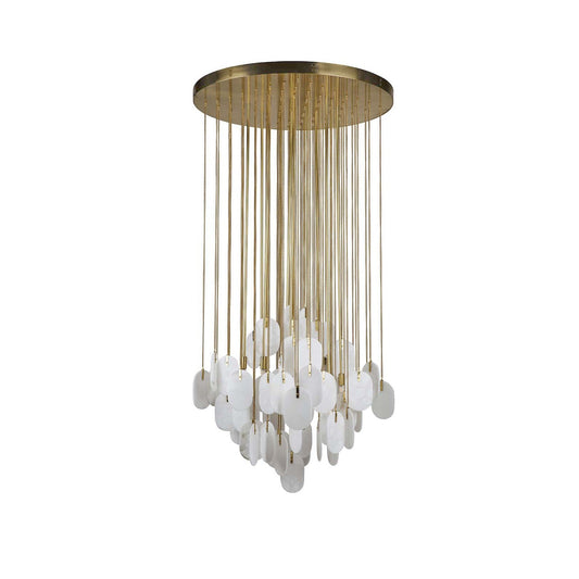 Allure Alabaster Chandelier – Cascade Stainless Steel & Natural Stone Statement Chandelier