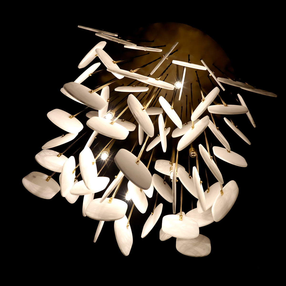Allure Alabaster Chandelier – Cascade Stainless Steel & Natural Stone Statement Chandelier