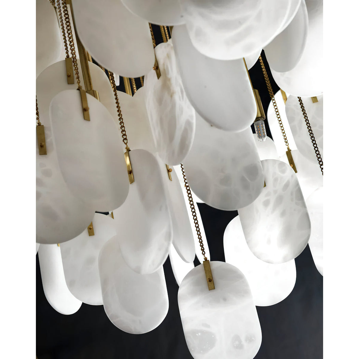 Allure Alabaster Chandelier – Cascade Stainless Steel & Natural Stone Statement Chandelier