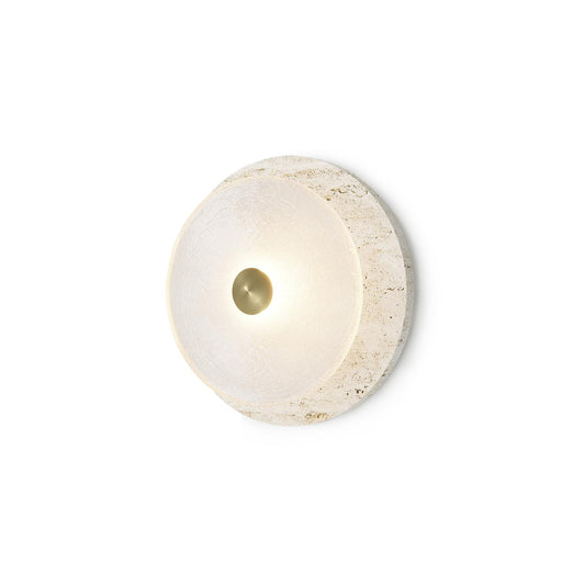 Coral Travertine Wall Lamp – Hand-Blown Swedish Glass & Natural Travertine Sconce