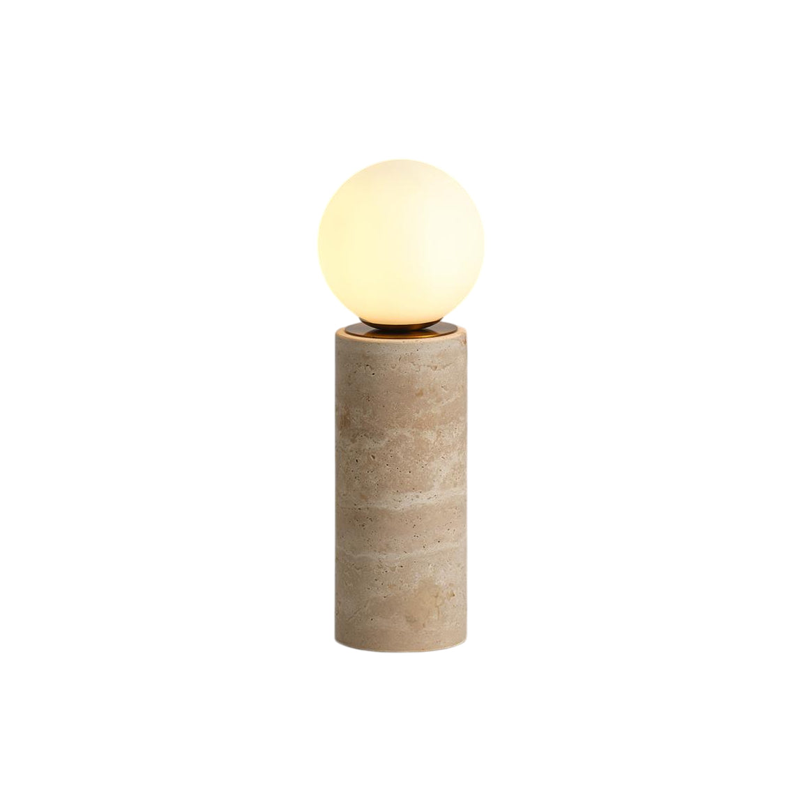 Core Travertine Table Lamp – Minimalist Natural Travertine & Glass Accent Lamp