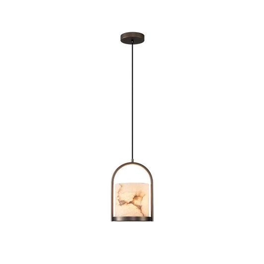 Cortland Alabaster Pendant Light – Vintage-Inspired Brass & Cylindrical Alabaster Pendant Light