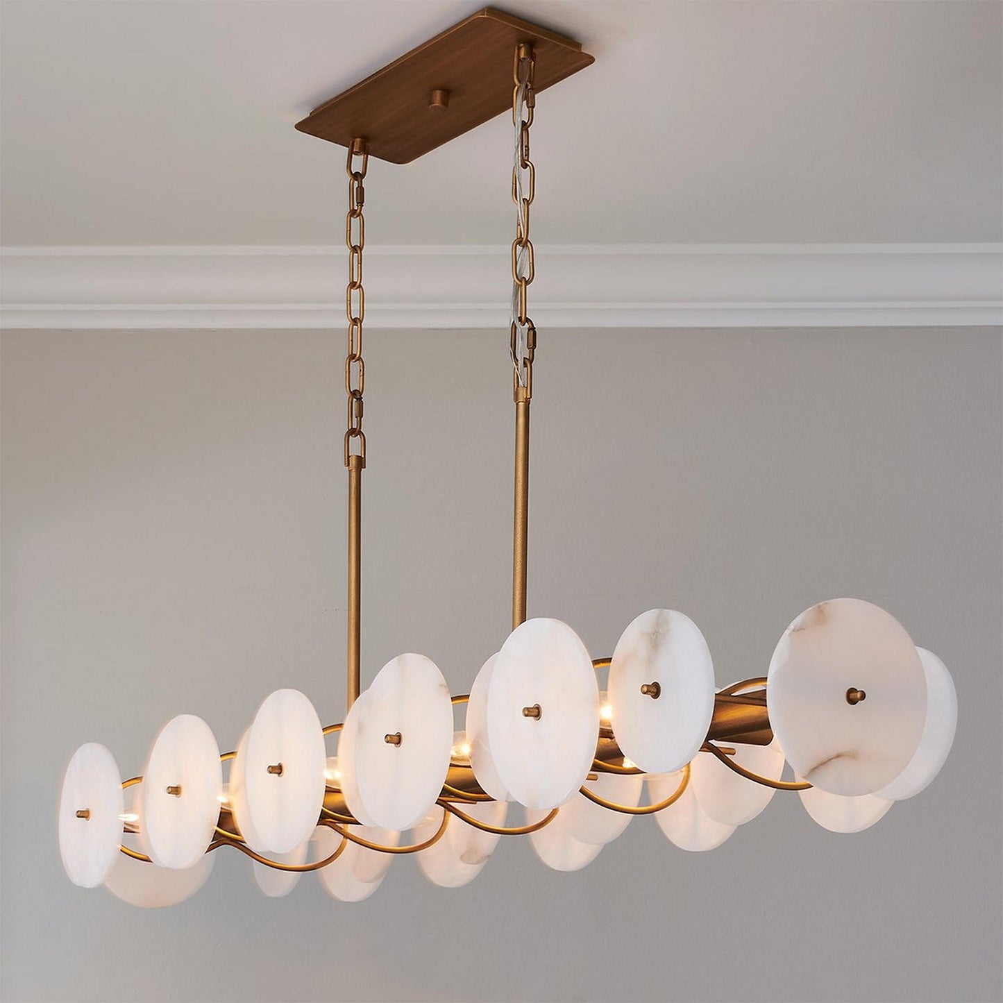 Selene Linear Alabaster Chandelier - Spanish Stone Pendant Light