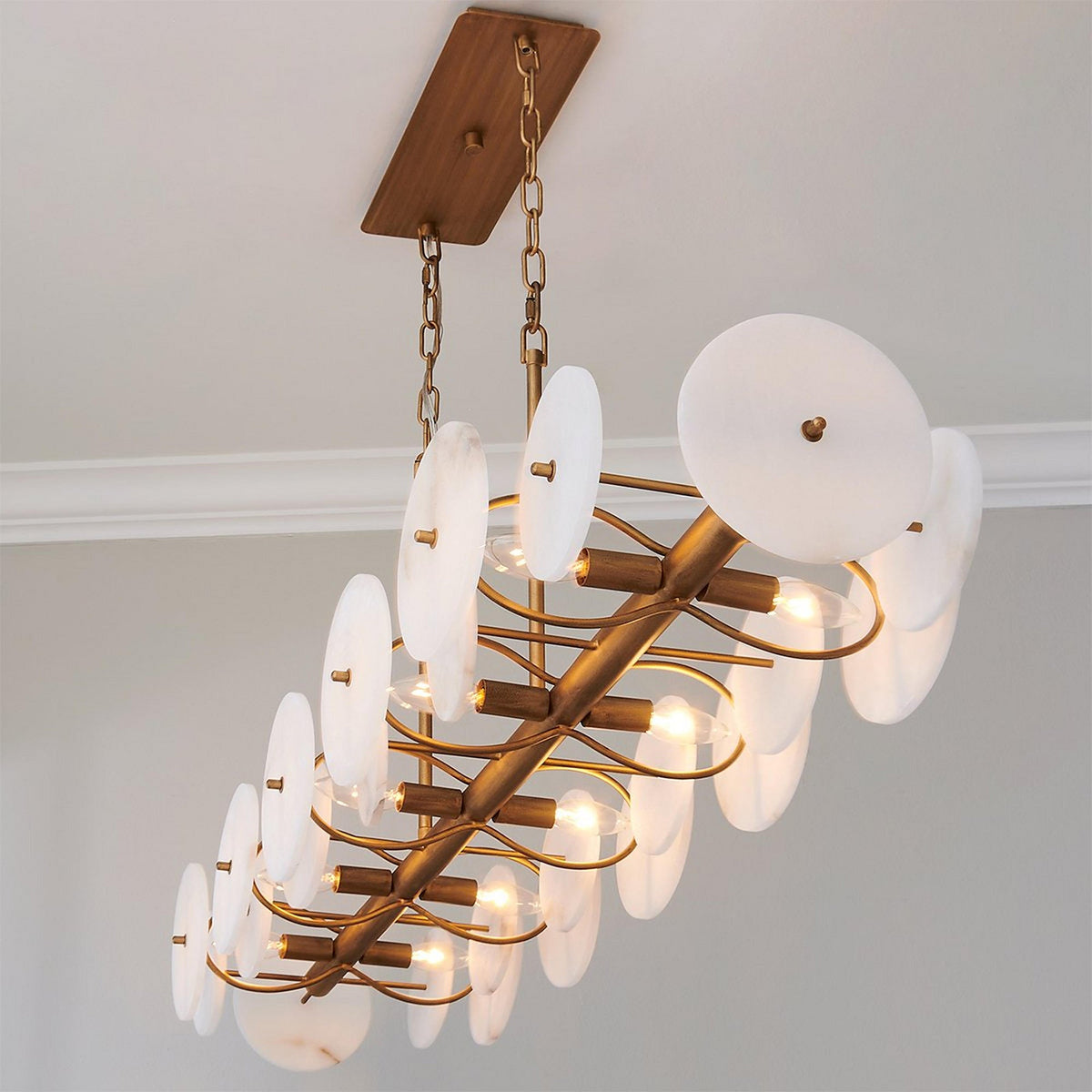 Selene Linear Alabaster Chandelier - Spanish Stone Pendant Light