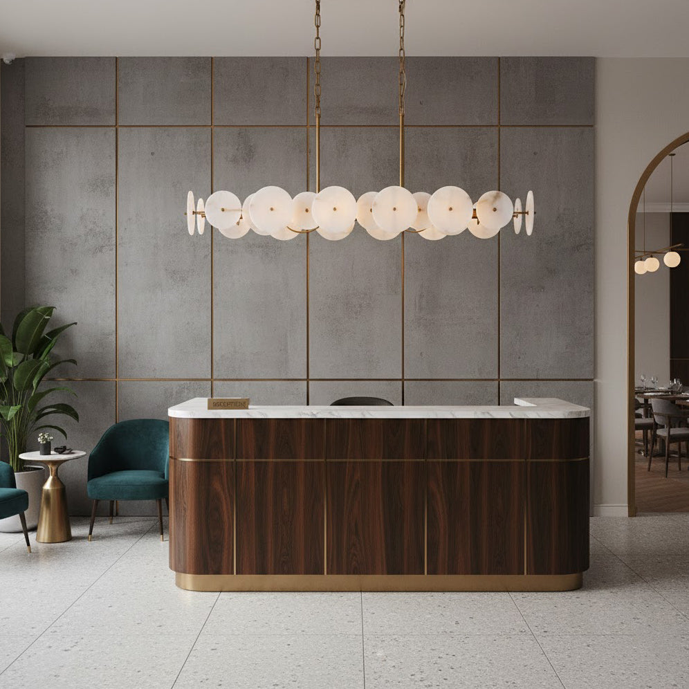 Selene Linear Alabaster Chandelier - Spanish Stone Pendant Light