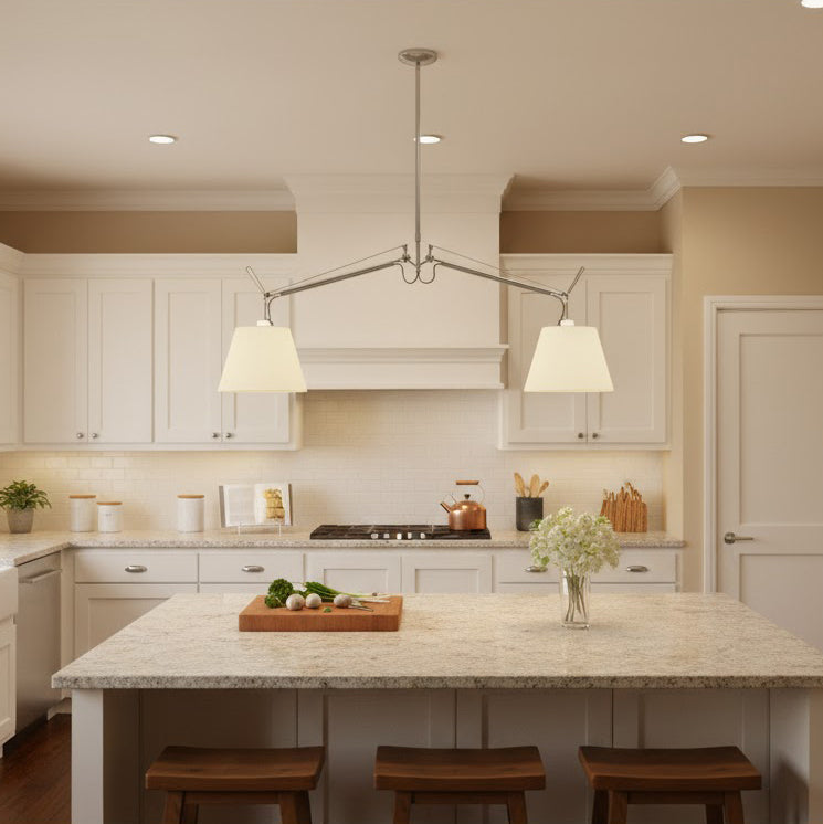 Costanza Pendant Lamp – Architectural Aluminum Suspended Light with Parchment Shade