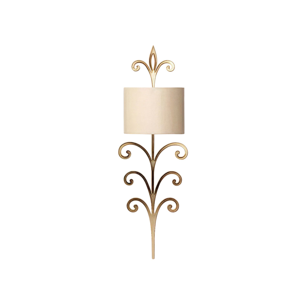 Crawford Wall Lamp – Modern Heritage Brass Wall Sconce with Beige Fabric Shade