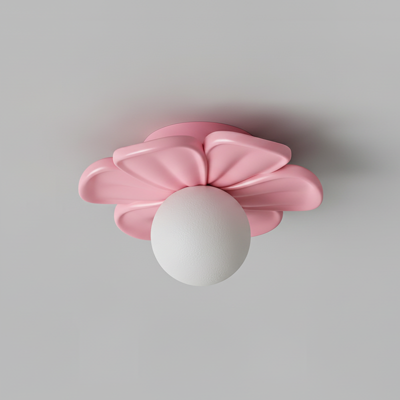 Cream Bloom Flower Ceiling Lamp – Flush Mount & Wall Sconce Sculpted Floral Light