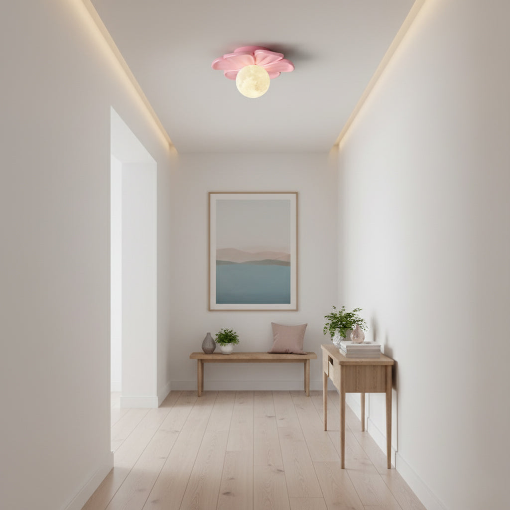 Cream Bloom Flower Ceiling Lamp – Flush Mount & Wall Sconce Sculpted Floral Light