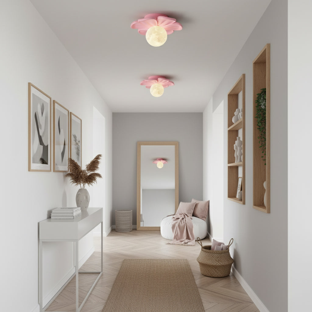 Cream Bloom Flower Ceiling Lamp – Flush Mount & Wall Sconce Sculpted Floral Light