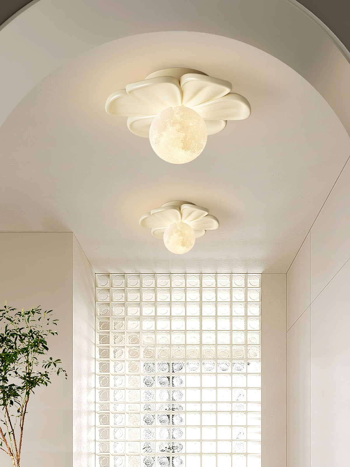 Cream Bloom Flower Ceiling Lamp – Flush Mount & Wall Sconce Sculpted Floral Light