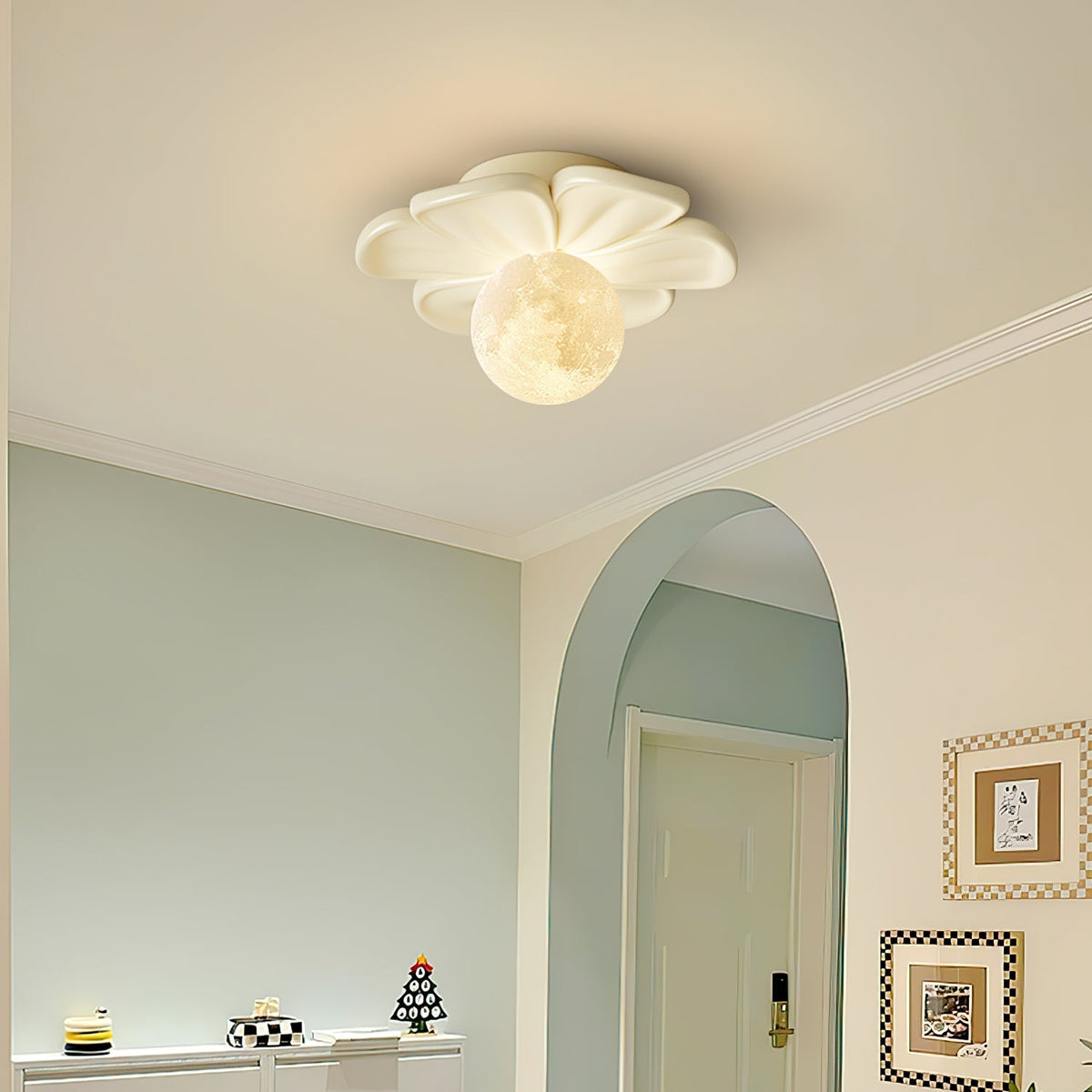 Cream Bloom Flower Ceiling Lamp – Flush Mount & Wall Sconce Sculpted Floral Light