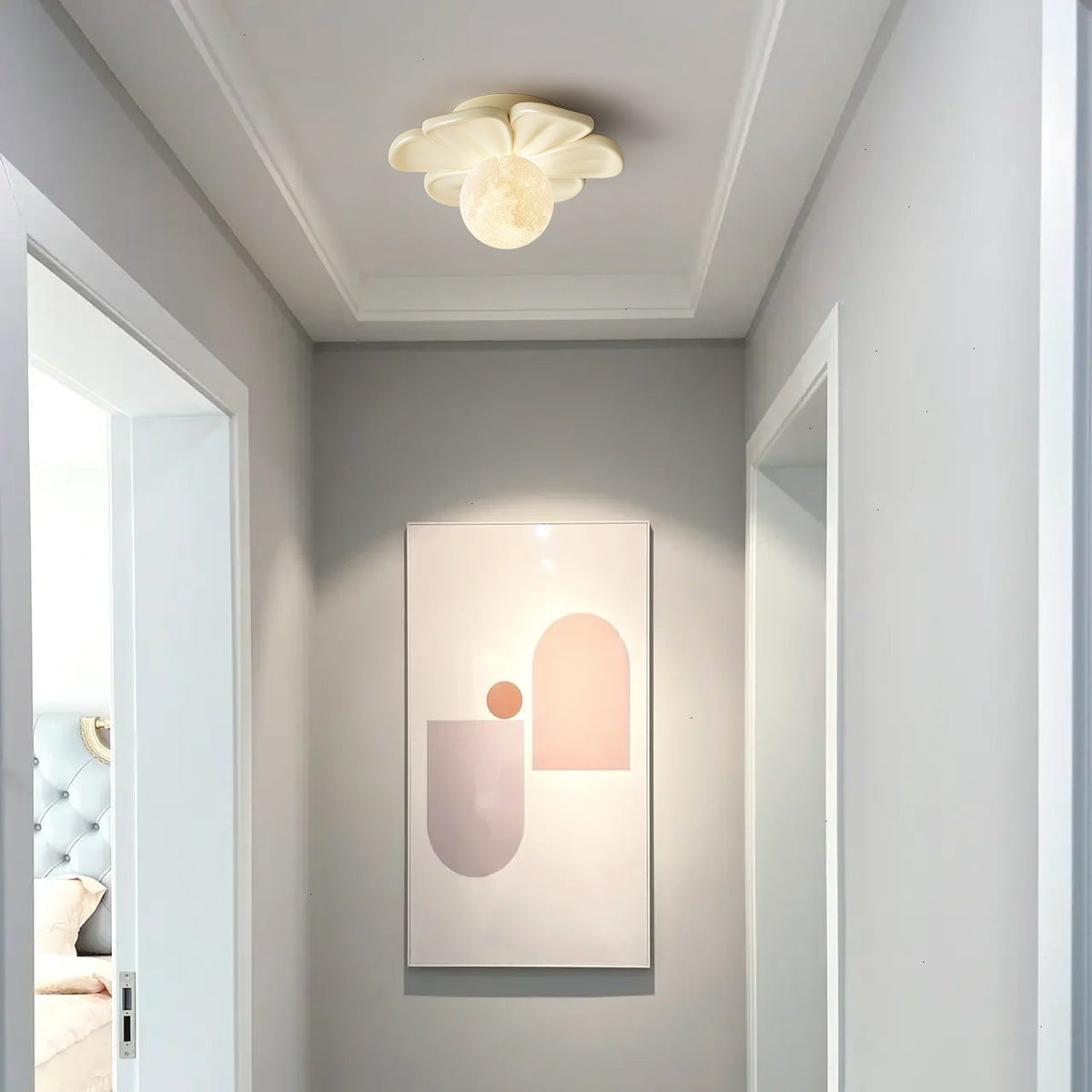 Cream Bloom Flower Ceiling Lamp – Flush Mount & Wall Sconce Sculpted Floral Light