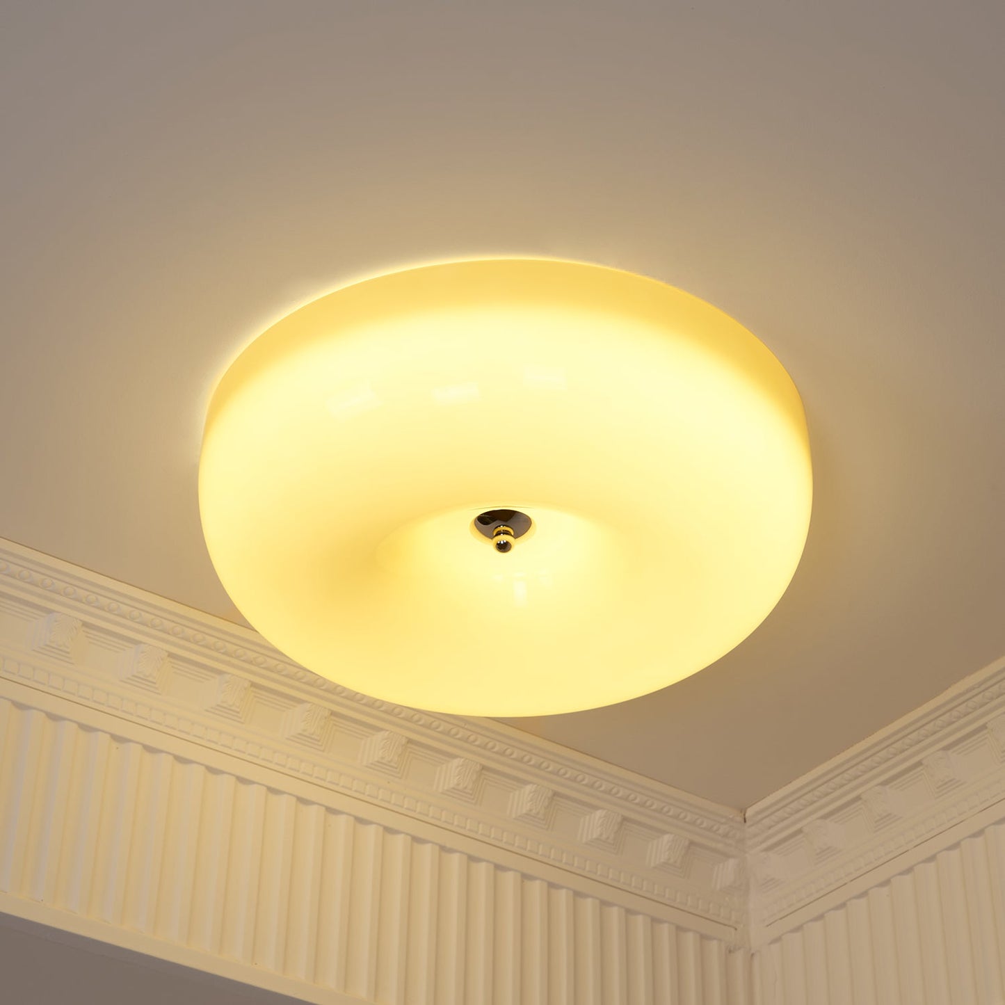 Glass Button Ceiling Lamp - Low-Profile Smooth Glass Button LED Flush Mount Light
