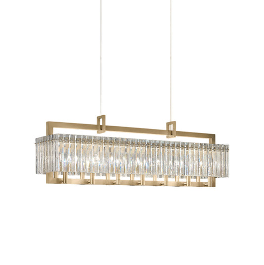 Crek Chandelier – Sculptural Brass & Rock Crystal Glass Linear Chandelier