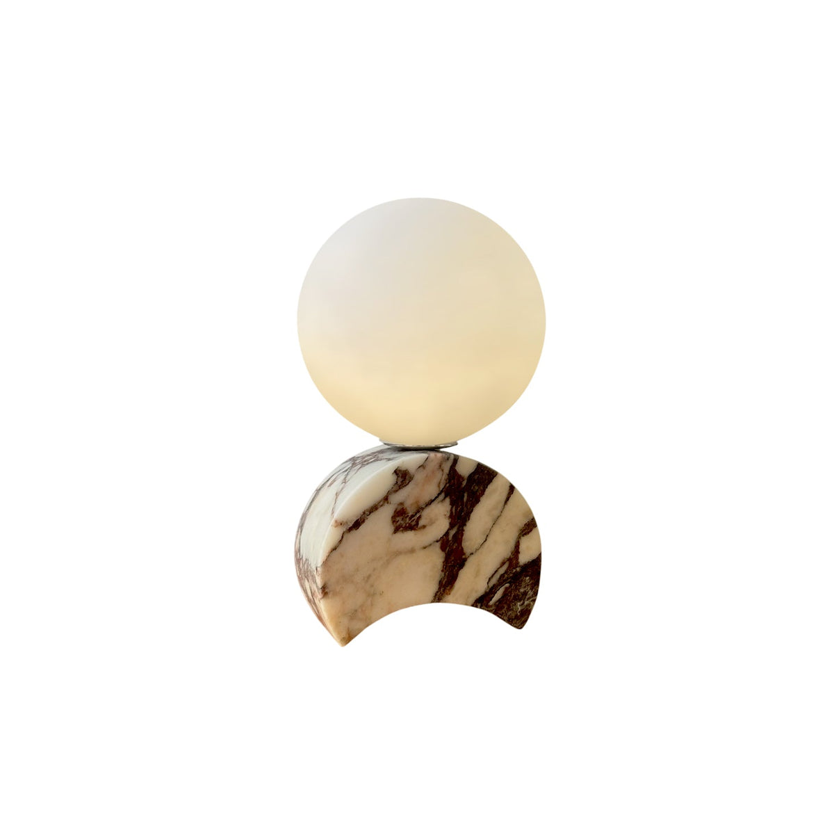Crescent Marble Table Lamp – Minimalist Solid White Marble & Glass Accent Lamp