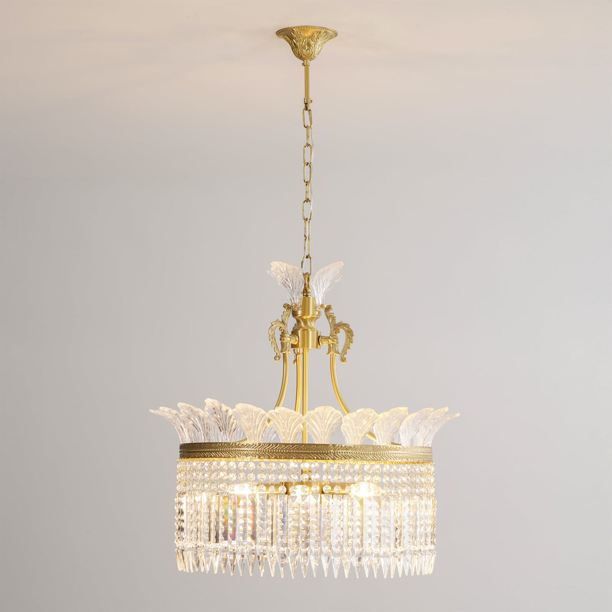Crinoline Chandelier – Faceted Crystal & Brass Tiered Chandelier