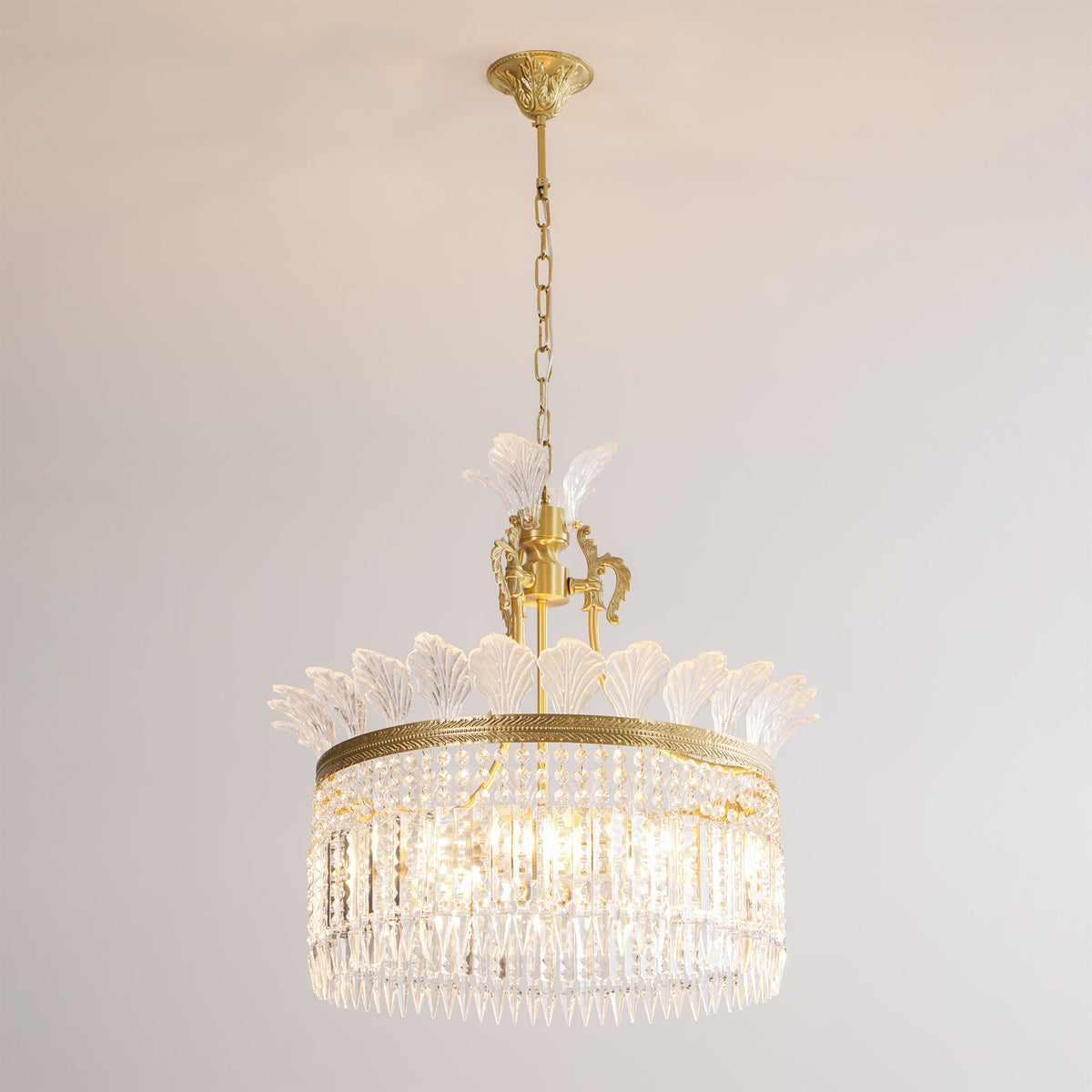 Crinoline Chandelier – Faceted Crystal & Brass Tiered Chandelier