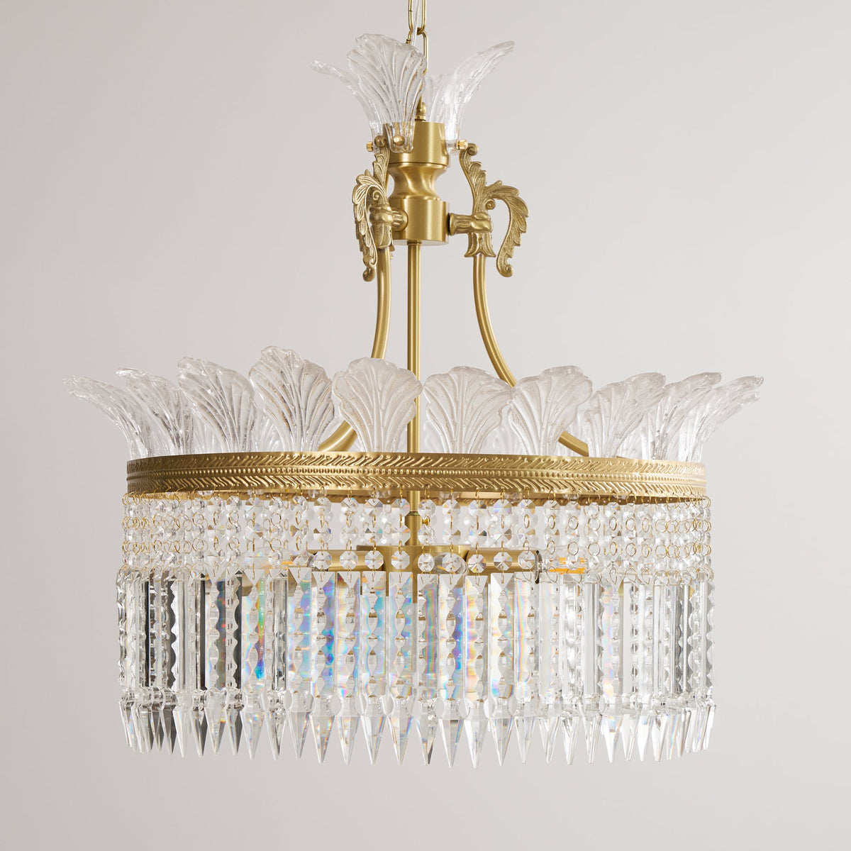 Crinoline Chandelier – Faceted Crystal & Brass Tiered Chandelier