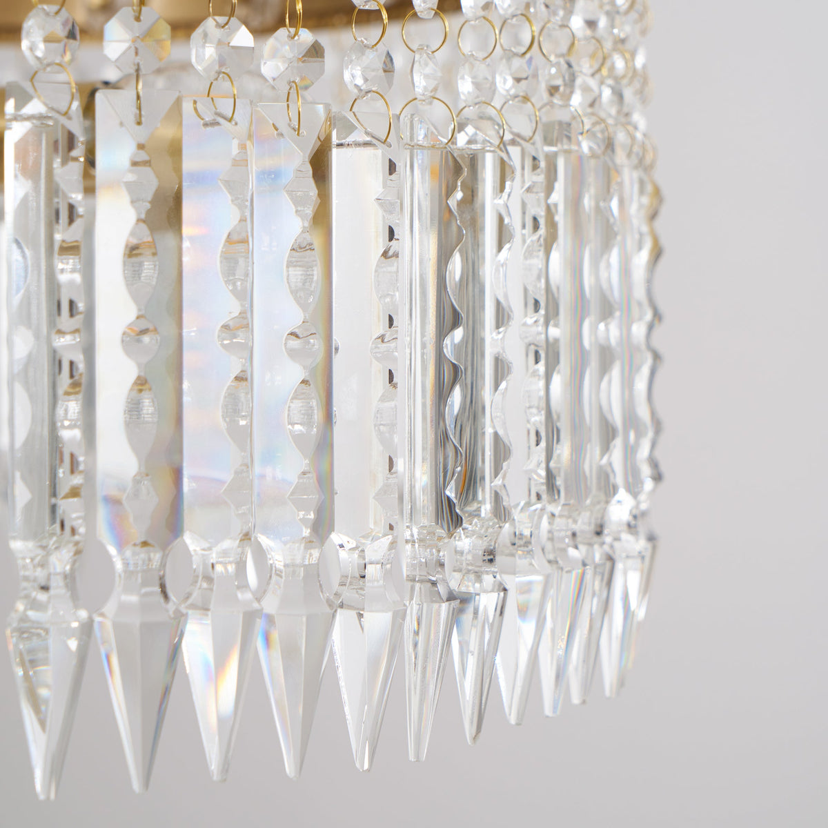 Crinoline Chandelier – Faceted Crystal & Brass Tiered Chandelier