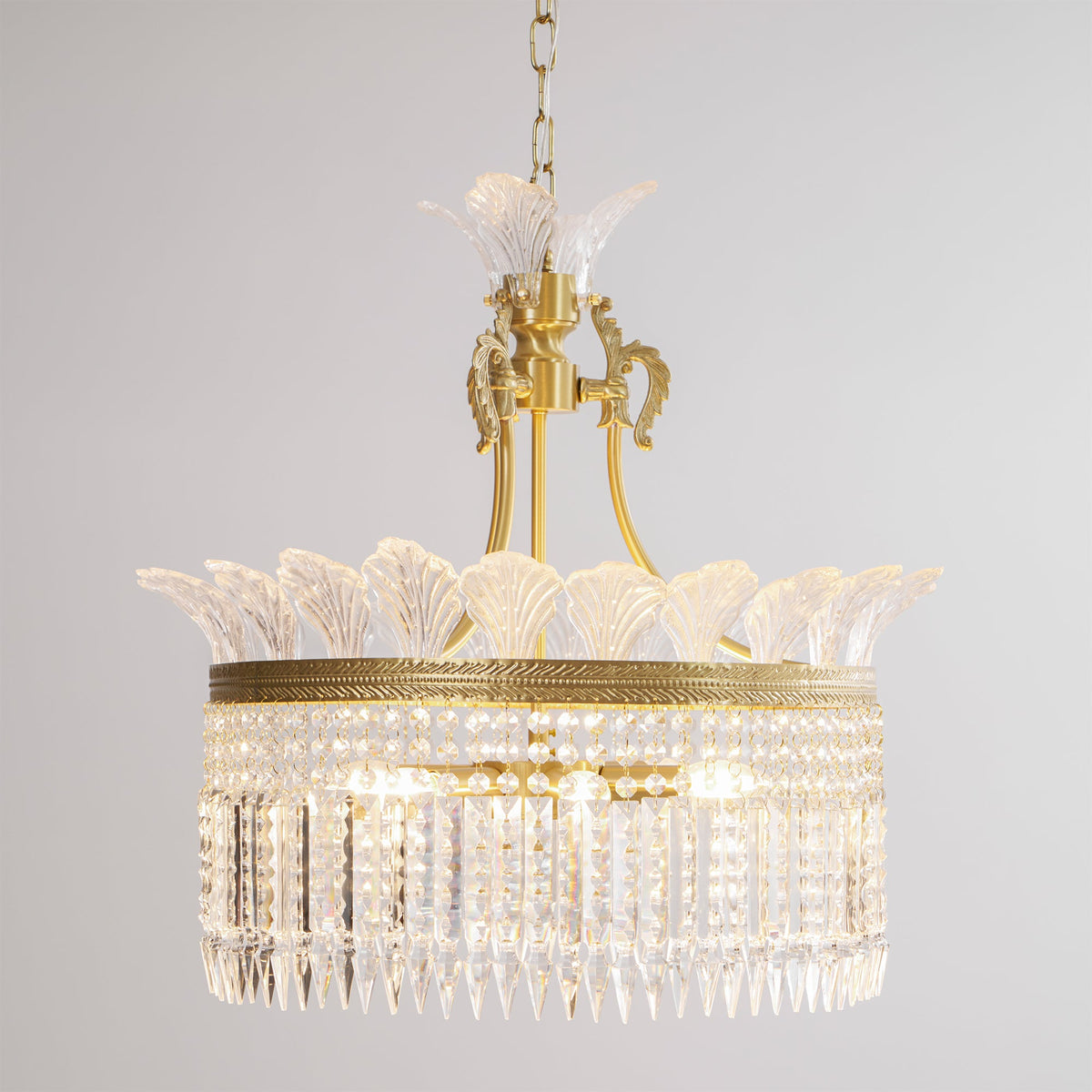 Crinoline Chandelier – Faceted Crystal & Brass Tiered Chandelier