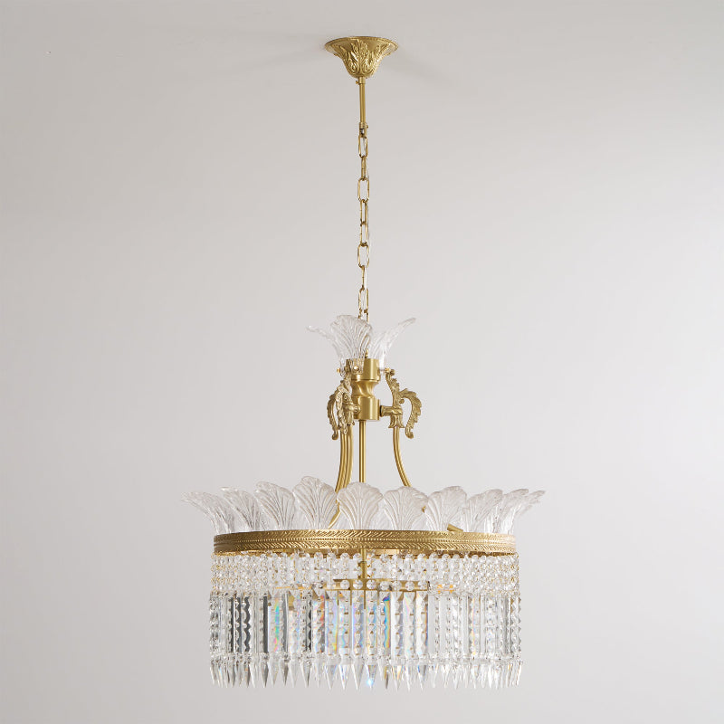 Crinoline Chandelier – Faceted Crystal & Brass Tiered Chandelier
