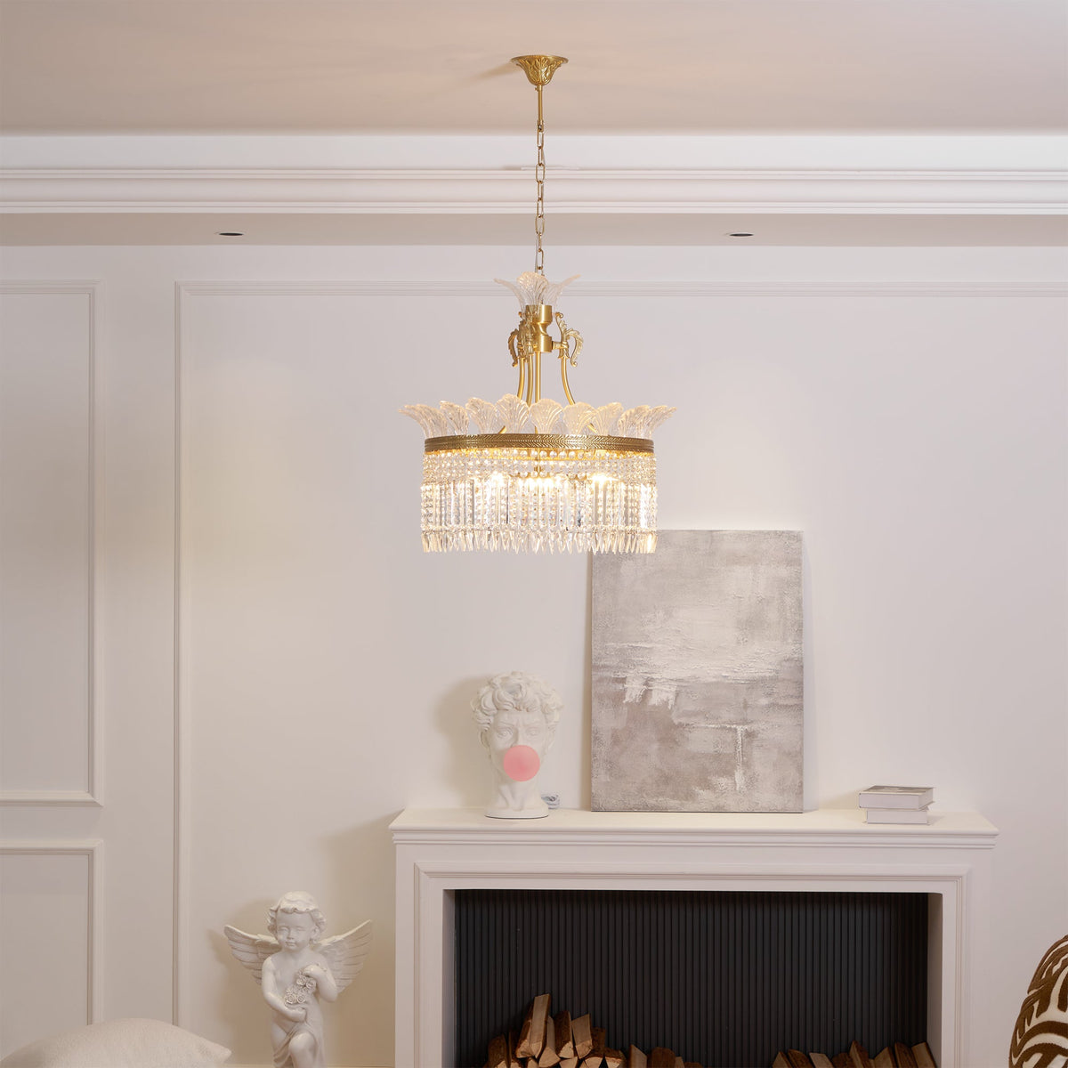 Crinoline Chandelier – Faceted Crystal & Brass Tiered Chandelier