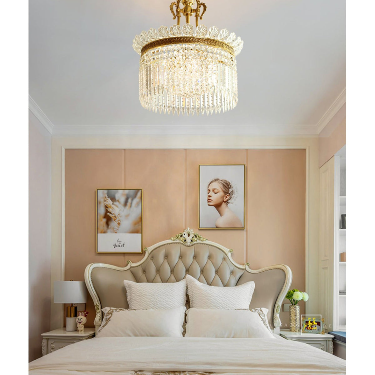 Crinoline Chandelier – Faceted Crystal & Brass Tiered Chandelier