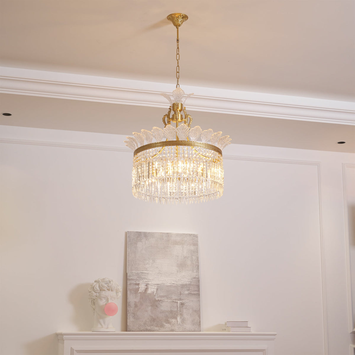 Crinoline Chandelier – Faceted Crystal & Brass Tiered Chandelier