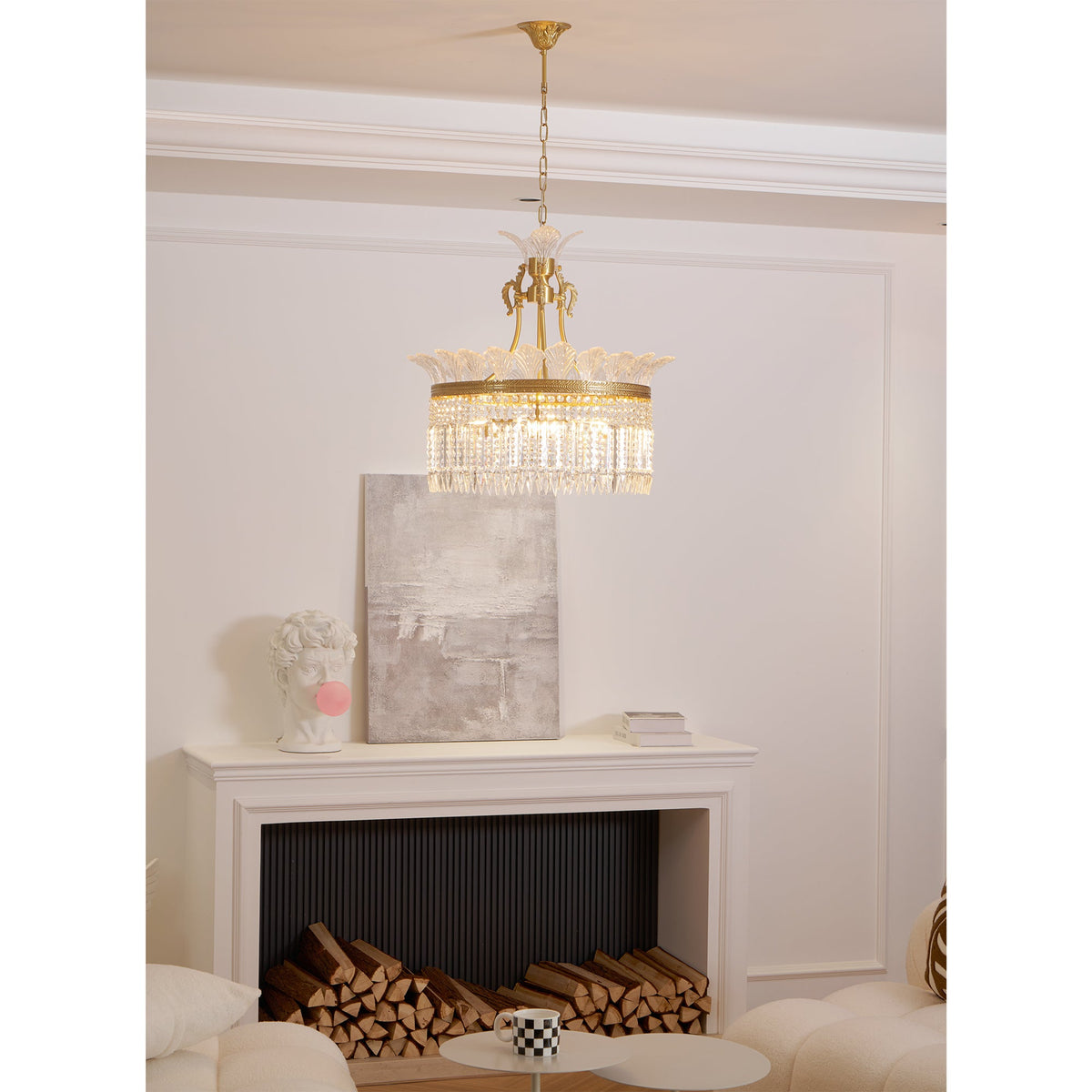 Crinoline Chandelier – Faceted Crystal & Brass Tiered Chandelier
