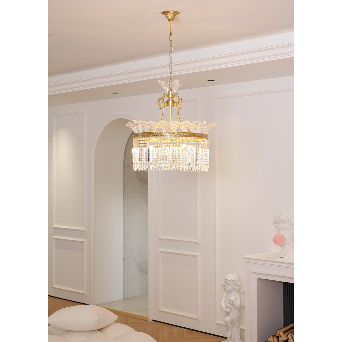 Crinoline Chandelier – Faceted Crystal & Brass Tiered Chandelier