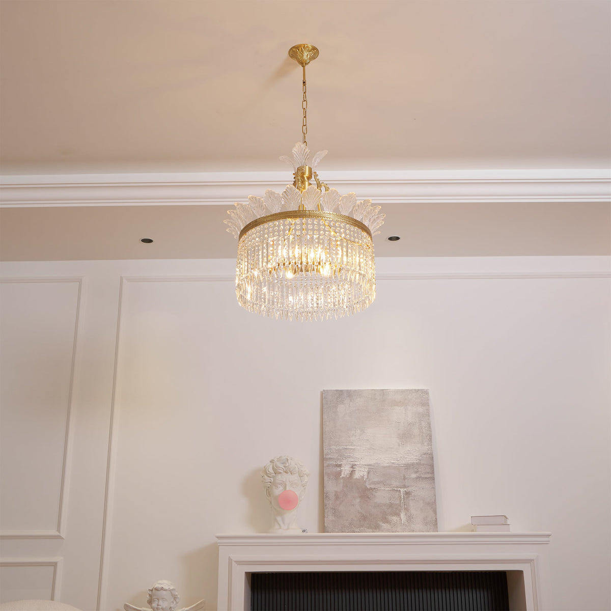 Crinoline Chandelier – Faceted Crystal & Brass Tiered Chandelier