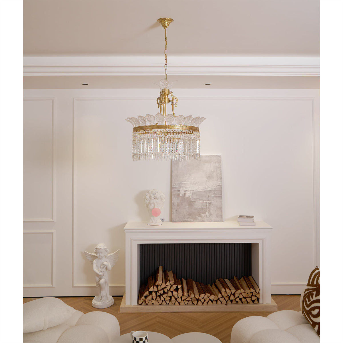 Crinoline Chandelier – Faceted Crystal & Brass Tiered Chandelier
