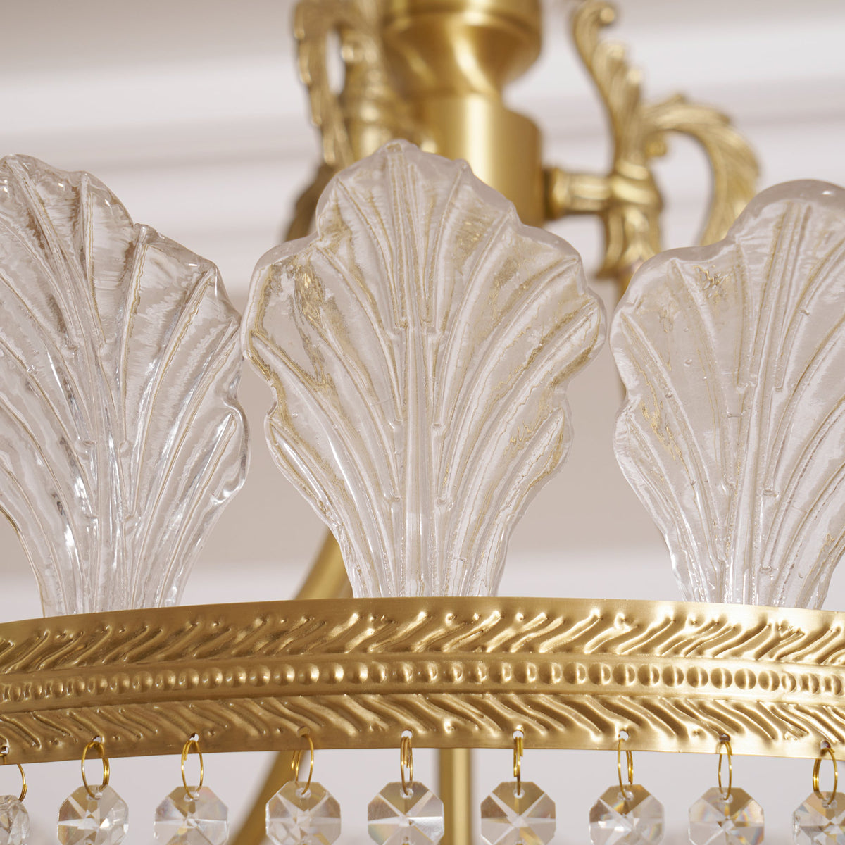 Crinoline Chandelier – Faceted Crystal & Brass Tiered Chandelier