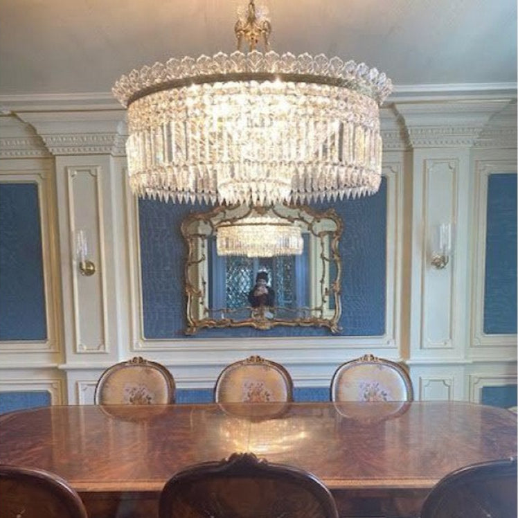 Crinoline Chandelier – Faceted Crystal & Brass Tiered Chandelier