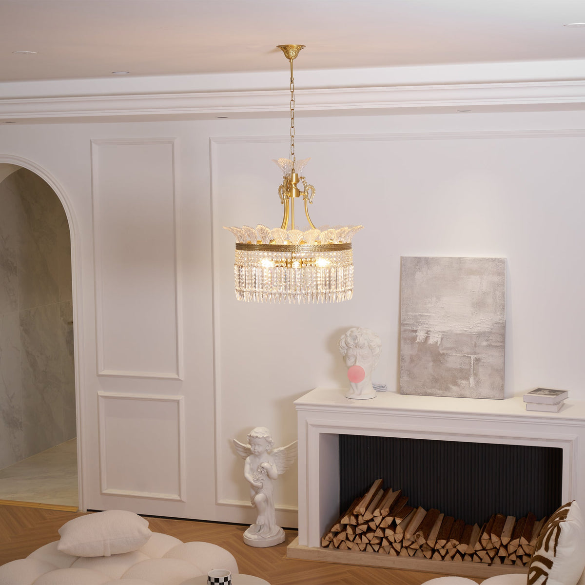 Crinoline Chandelier – Faceted Crystal & Brass Tiered Chandelier
